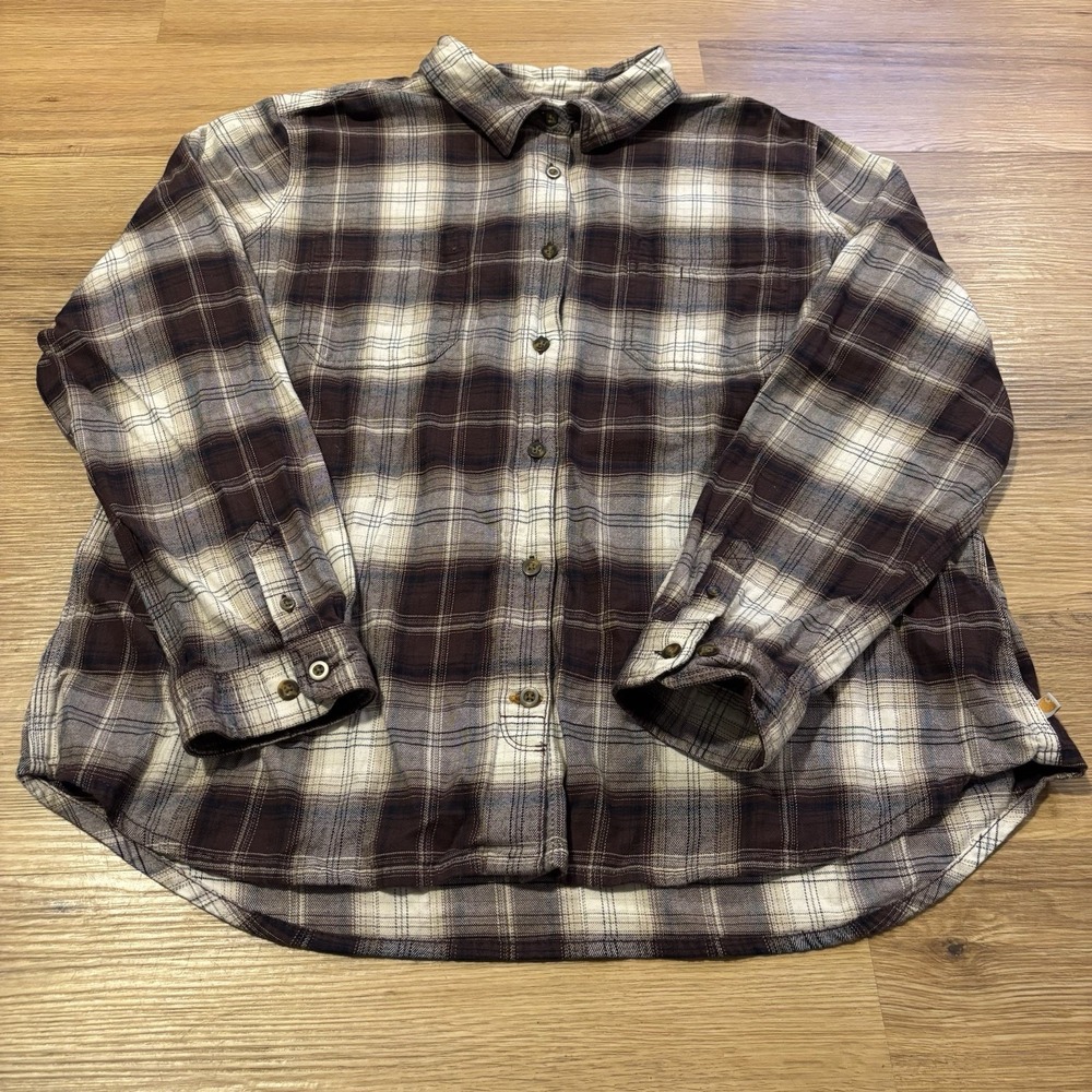 Carhartt Womens 2XL Rugged Flex Hamilton Flannel Plaid Long Sleeve Shirt Stretch